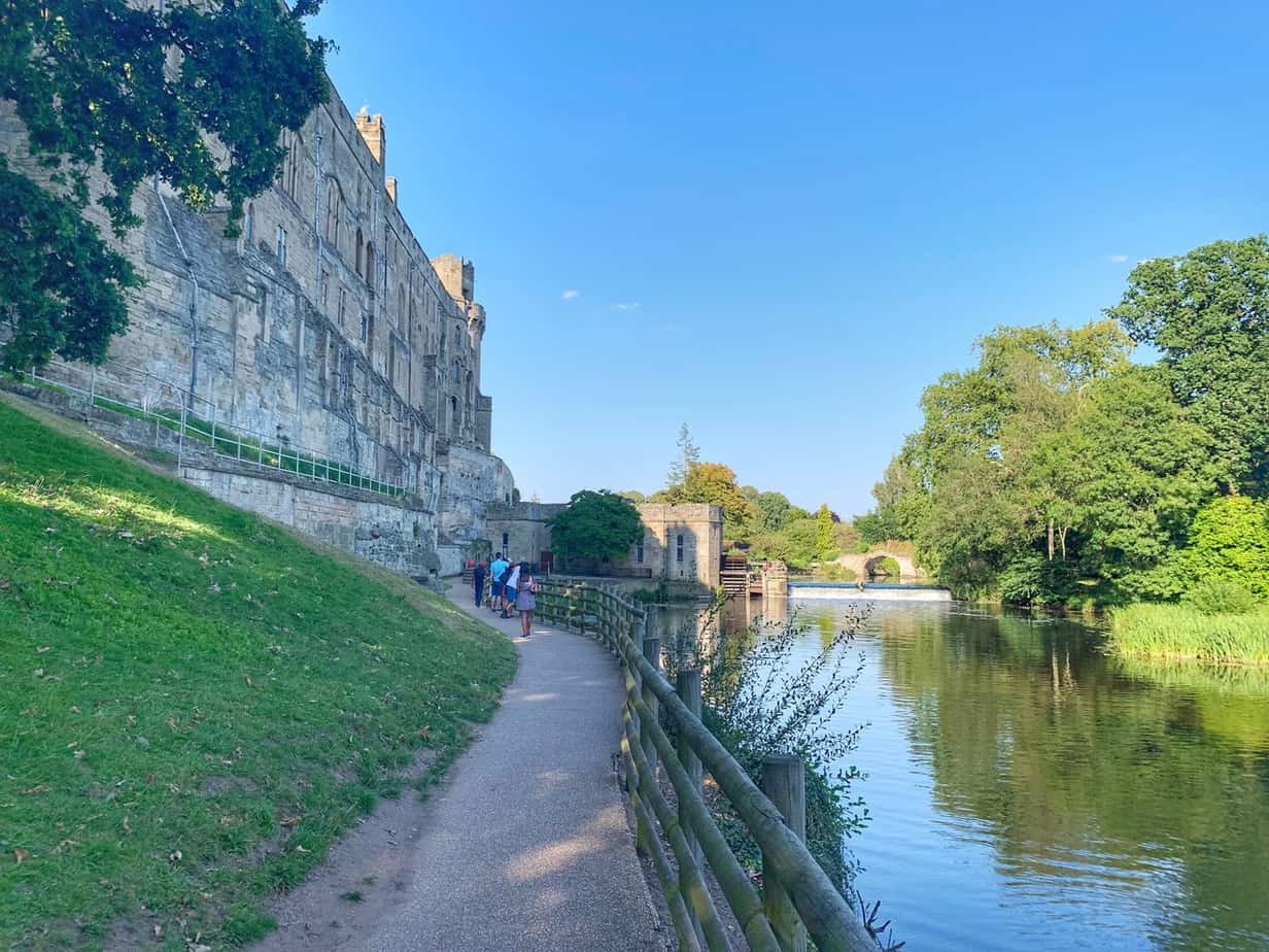 river and Warwick Castle in England